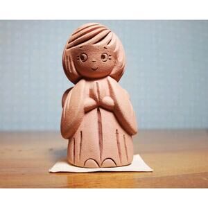 Vtg Schutzbrief German Clay Guardian Angel Mini Clay Figurine Traumzauberbaum